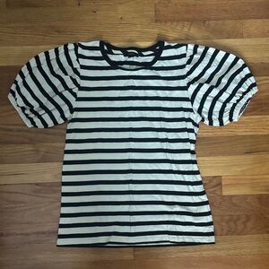 J. Crew Black and Cream Striped Top